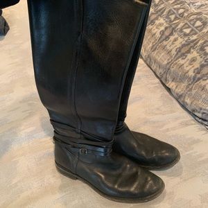 Frye tall black leather boots